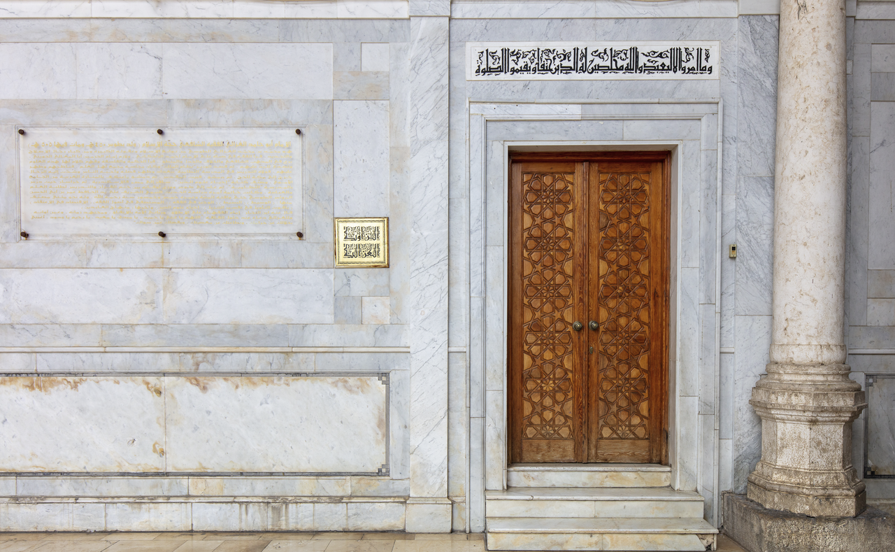 The entrance to the room inside the minaret at the Umayyad mosque where Imam al-Ghazali lived