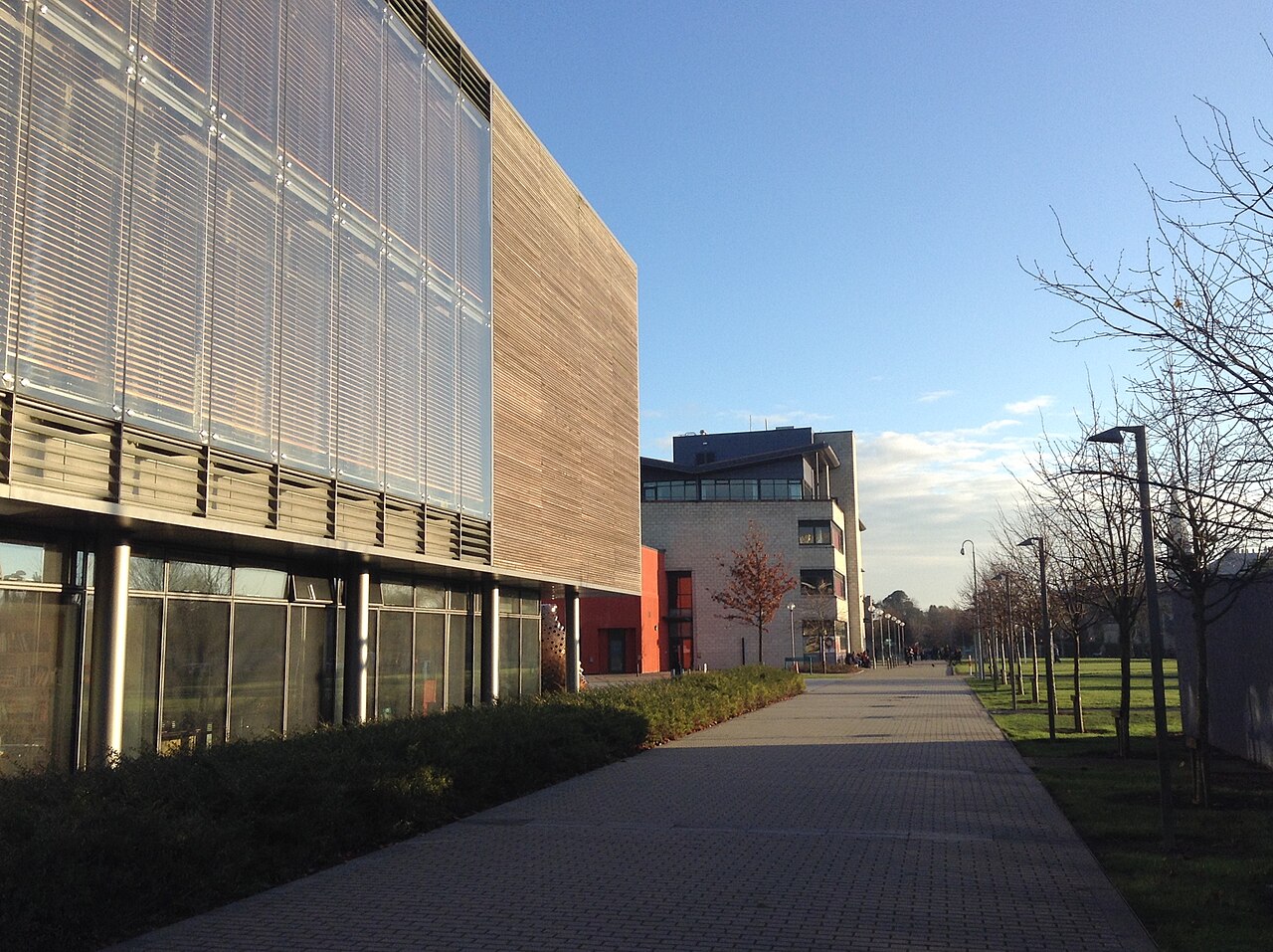 Picture of Iontas Lecture building with the John Hume Building in the background in Maynooth University.