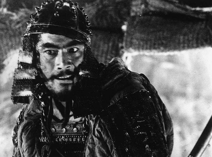 A Japanese poster for en:Akira Kurosawa's en:Seven Samurai.