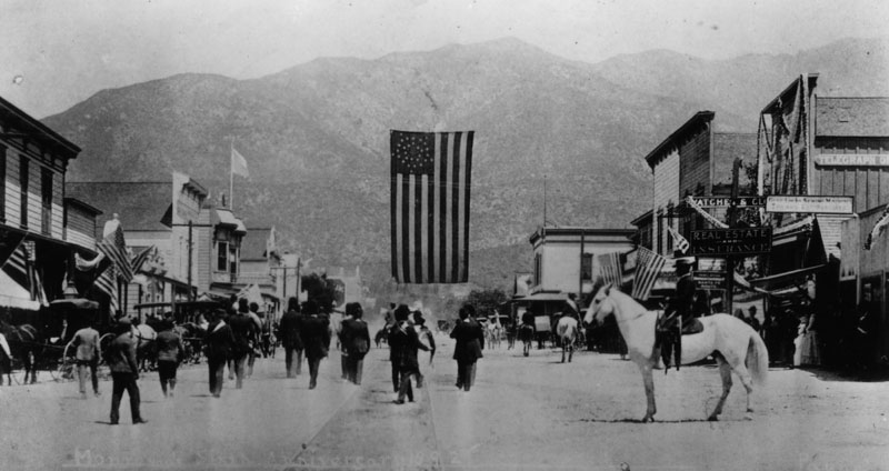 "Monrovia Day".  Monrovia, 1892.  Myrtle Avenue, looking north.
