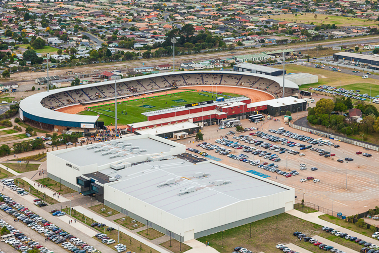Ariel view of ASB Stadium and the neighbouring ASB Arena in Tauranga