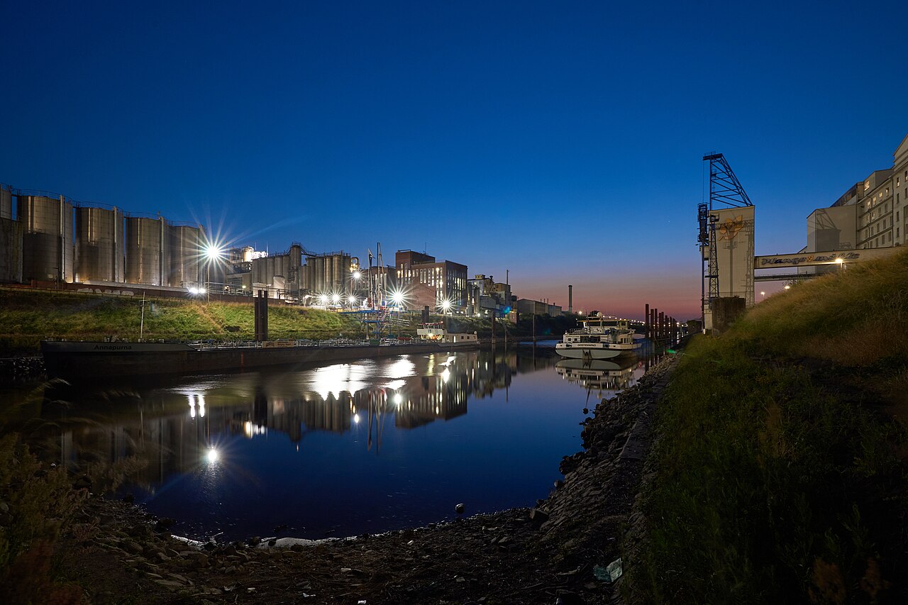 Neuss Harbour (Germany) at blue hour