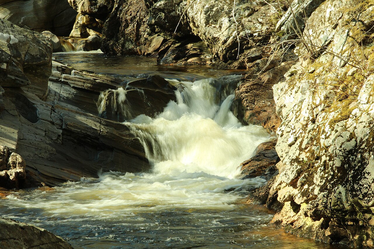 Halfway along the Track alongside the Calder leading up into Glen Banc
