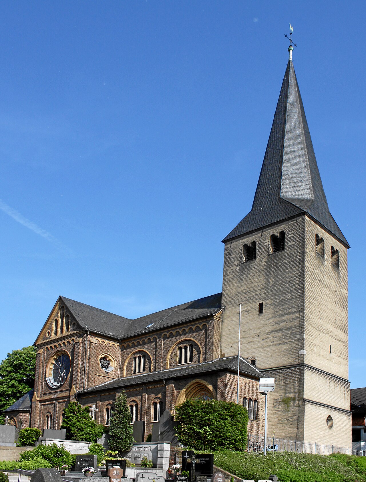Niederkassel, Germany. Roman Catholic church Saint Matthew, exterior view from North-West.