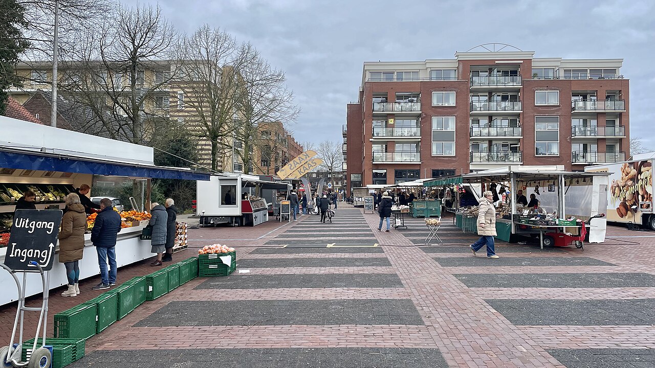 Saturday's weekly market in Nijverdal, a town in Overijssel province, Netherlands.