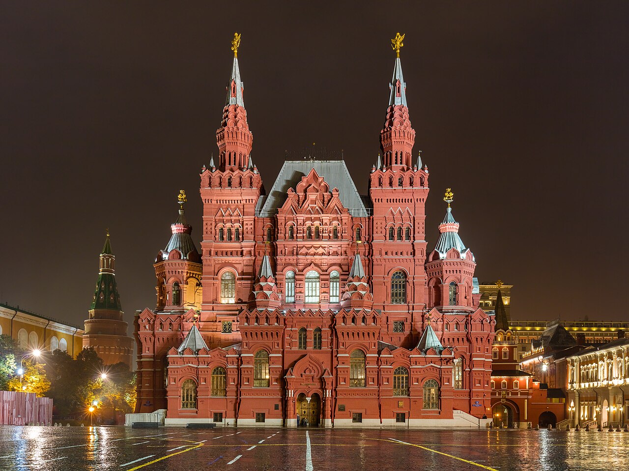 Building of the State Historical Museum view from the Red Square, Moscow, Russia. The host of the Russian history museum was built based on Sherwood's neo-Russian design between 1875 and 1881.