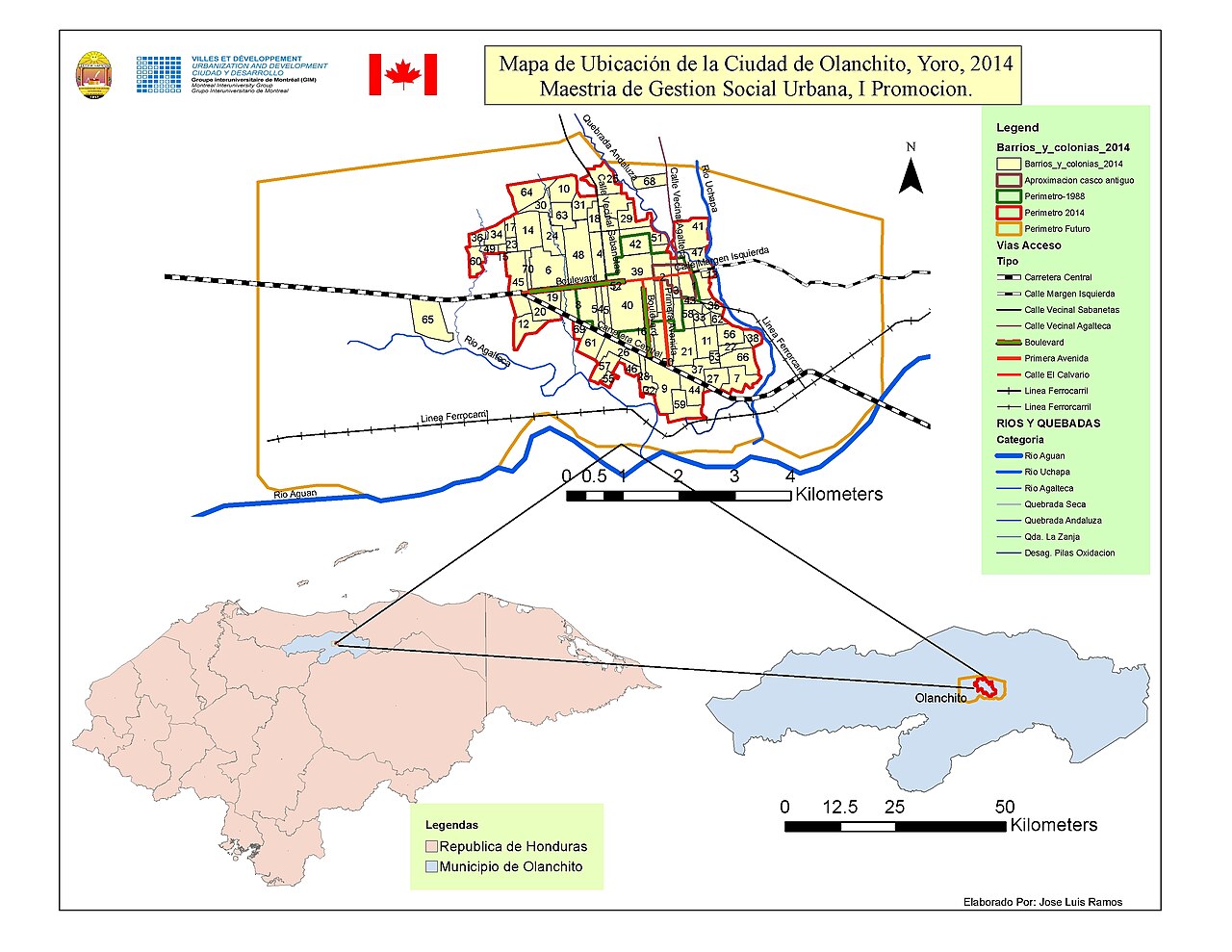 Mapa de ubicación regional del municipio de Olanchito,