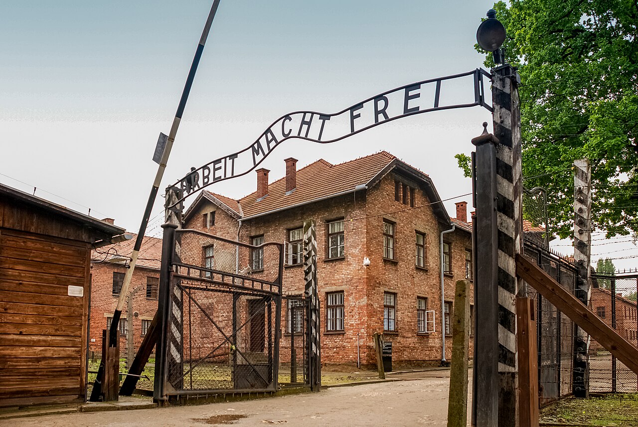 German concentration camp, Auschwitz I (the main camp), Poland (1940-1945). Visible old Austrian and later Polish Army barracks dated before 1939.