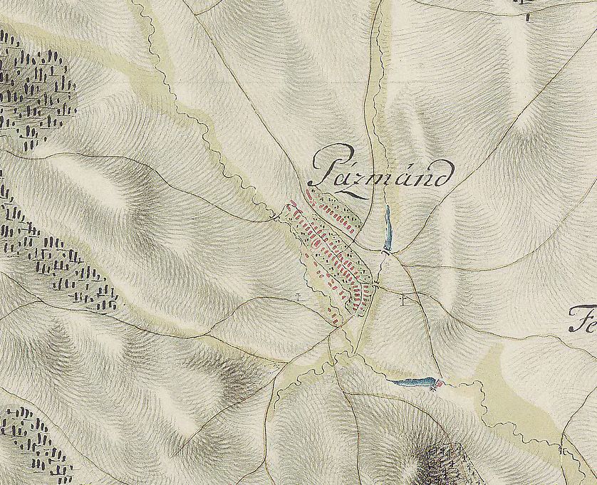 The map of Pázmánd from the First Military Mapping Survey of Austria Empire.