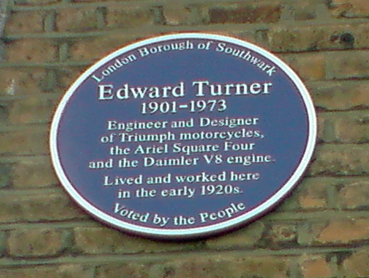 Edward Turner Blue Plaque at 8 Philip Walk, Peckham, London SE15