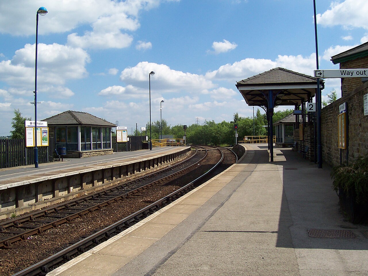 Photograph of Penistone railway station in the village of Penistone taken by myself on 26 June 2005.