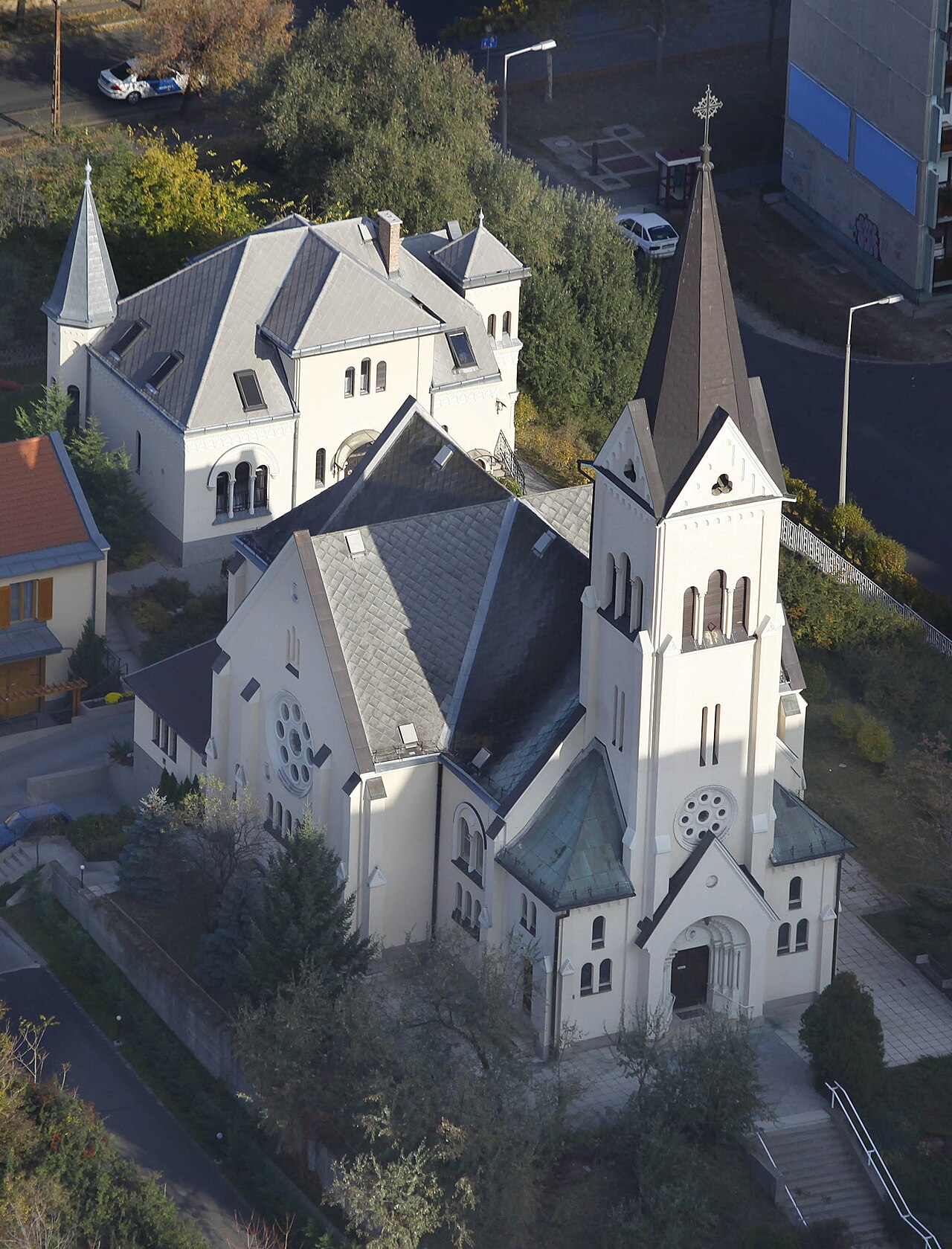 XX. District Budapest, Hungary, aerial photography, temple
