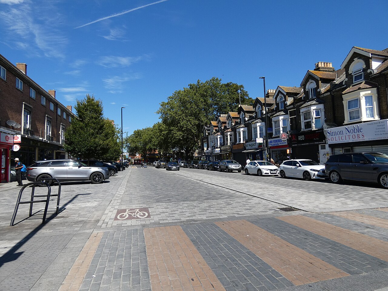 Ponders End High Street is part of the A1010 and merges into Hertford Road to its north and south