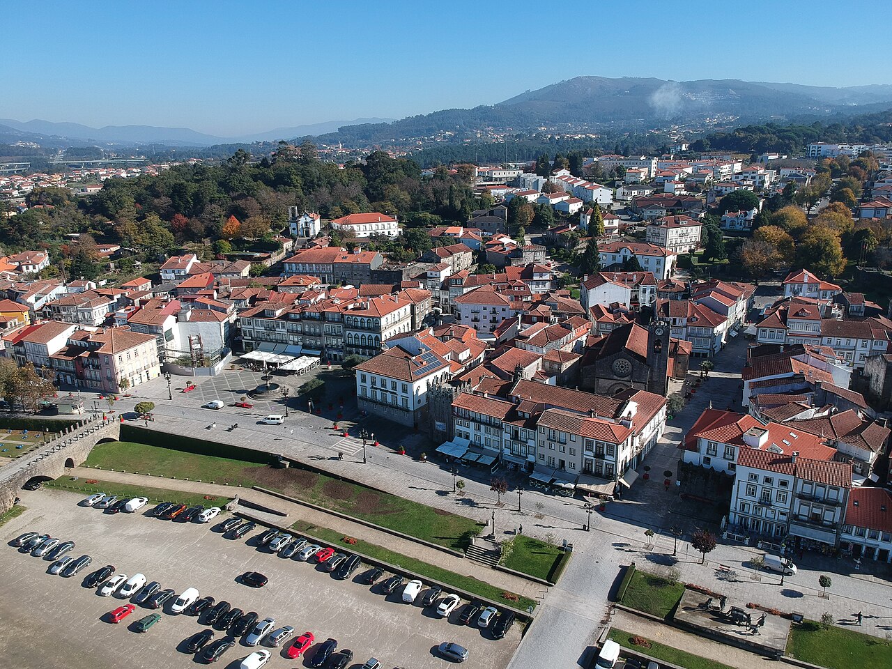 Aerial photograph of Ponte de Lima Portugal.