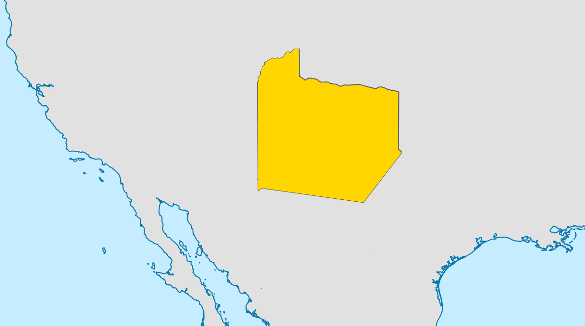 Map of the Pueblo republic in the aftermath of the Pueblo Revolt with maximum claims, 1680-1692. This can also be used as a de facto map of the maximum claims of the Cantón de Nuevo México during the Río Arriba Rebellion of 1837.