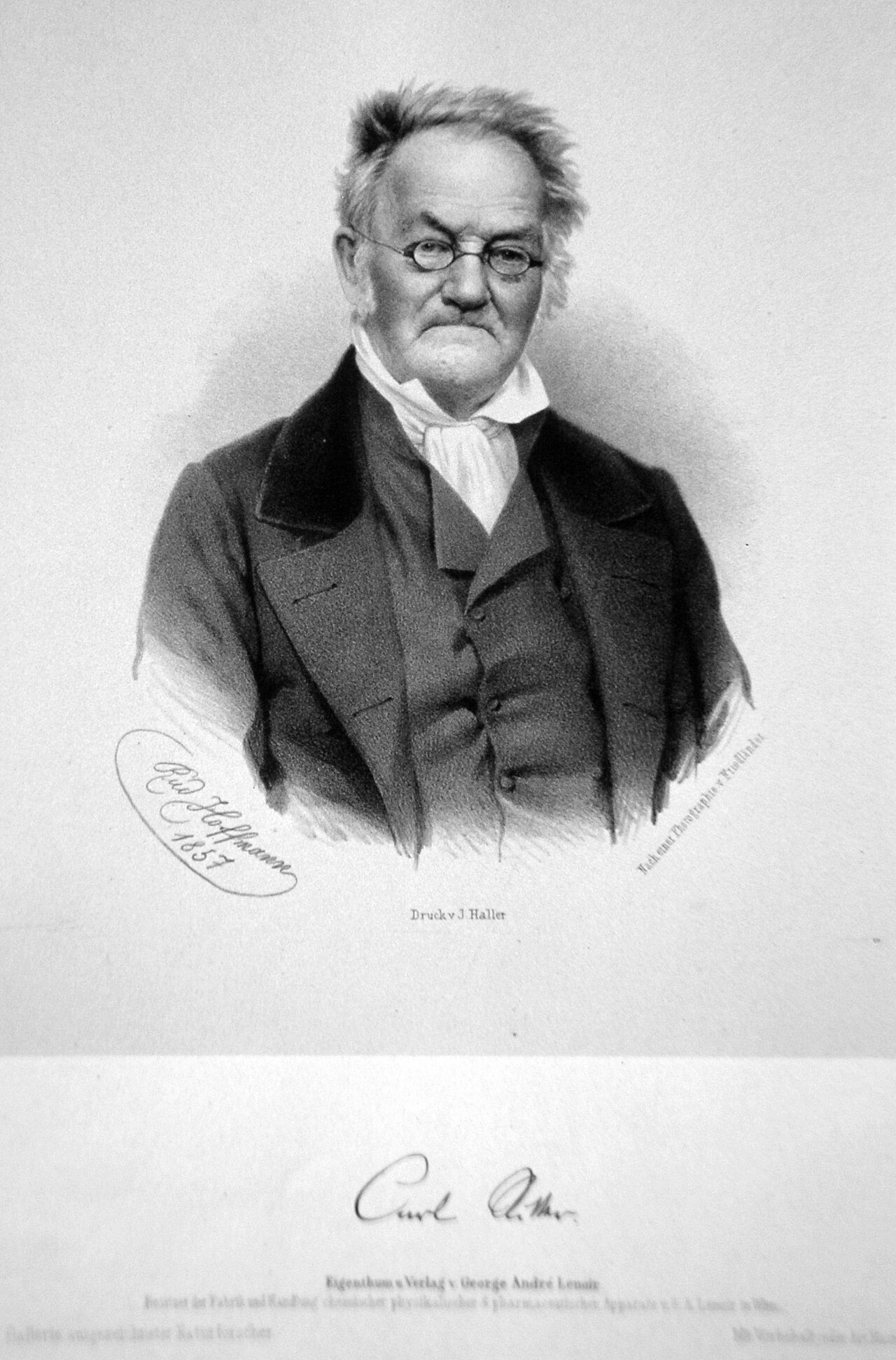 Carl Ritter (deutscher Geograph), Lithographie von Rudolf Hoffmann nach einer Fotografie , 1857