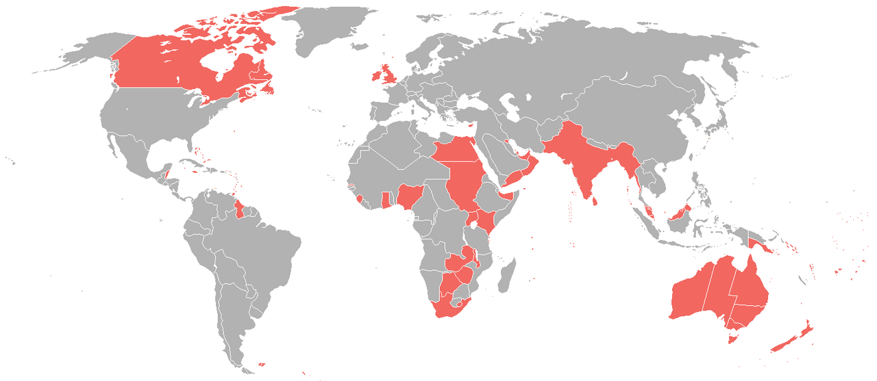 A map of the British Empire as it was in 1898, prior to the Second Boer War (1899-1902).