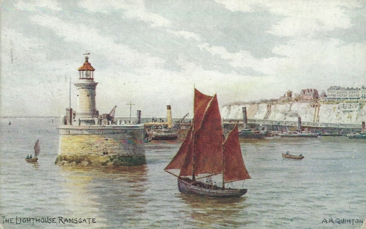 A. R. Quinton, The Lighthouse Ramsgate, watercolour printed as postcard
