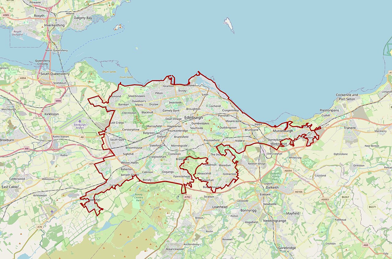 Geographic limits of the map:
N: 56.052
S: 55.834
W: -3.48
E: -3.89









This work contains information from OpenStreetMap, which is made available under the Open Database License (ODbL).

The ODbL does not require any particular license for maps produced from ODbL data. Prior to 1 August 2020, map tiles produced by the OpenStreetMap Foundation were licensed under the CC-BY-SA-2.0 license. Maps produced by other people may be subject to other licences.Open Database LicenseODbLhttp://opendatacommons.org/licenses/odbl/1.0/true


Contains public sector information licensed under the Open Government Licence v3.0.

Boundary data adapted from statistics.gov.scot [1]