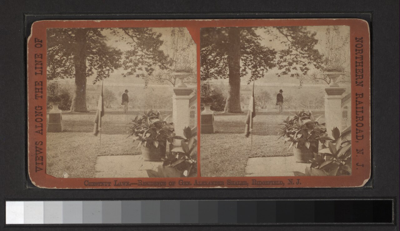 * Includes views by Anthony, J.P. Doremus, D. Clark and other photographers and publishers.
Robert Dennis Collection of Stereoscopic Views.
Views of Northern New Jersey including Hoboken, Bergen Hill and Weehawken, Jersey City, Mont Clair, Dundee Lake, Dunellen, Lake Mohatcong, Madison, Maywood, Milford, Manunka Chunk, Hackettstown, New Brunswick, Newton, Pompton Falls, Plainfield, Ridgefield, Wortendyke, and including street views, buildings, bridges, parks, homes, schools, piers, shops, cable railway, landscapes, a mine, cemeteries, railroad stations, hotels, interiors, drug stores, tents and group portraits.