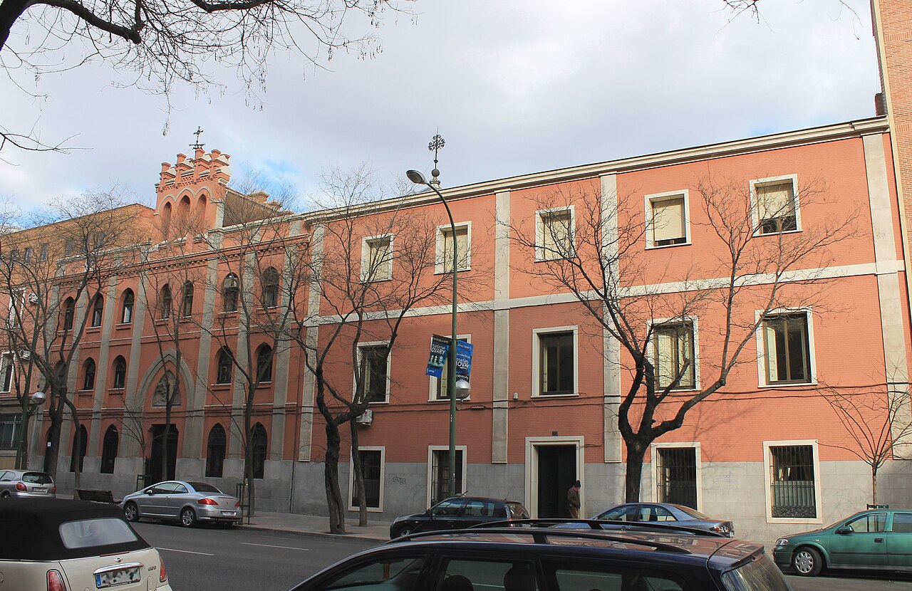 Façade of Colegio Divina Pastora (a school) in Madrid (Spain).