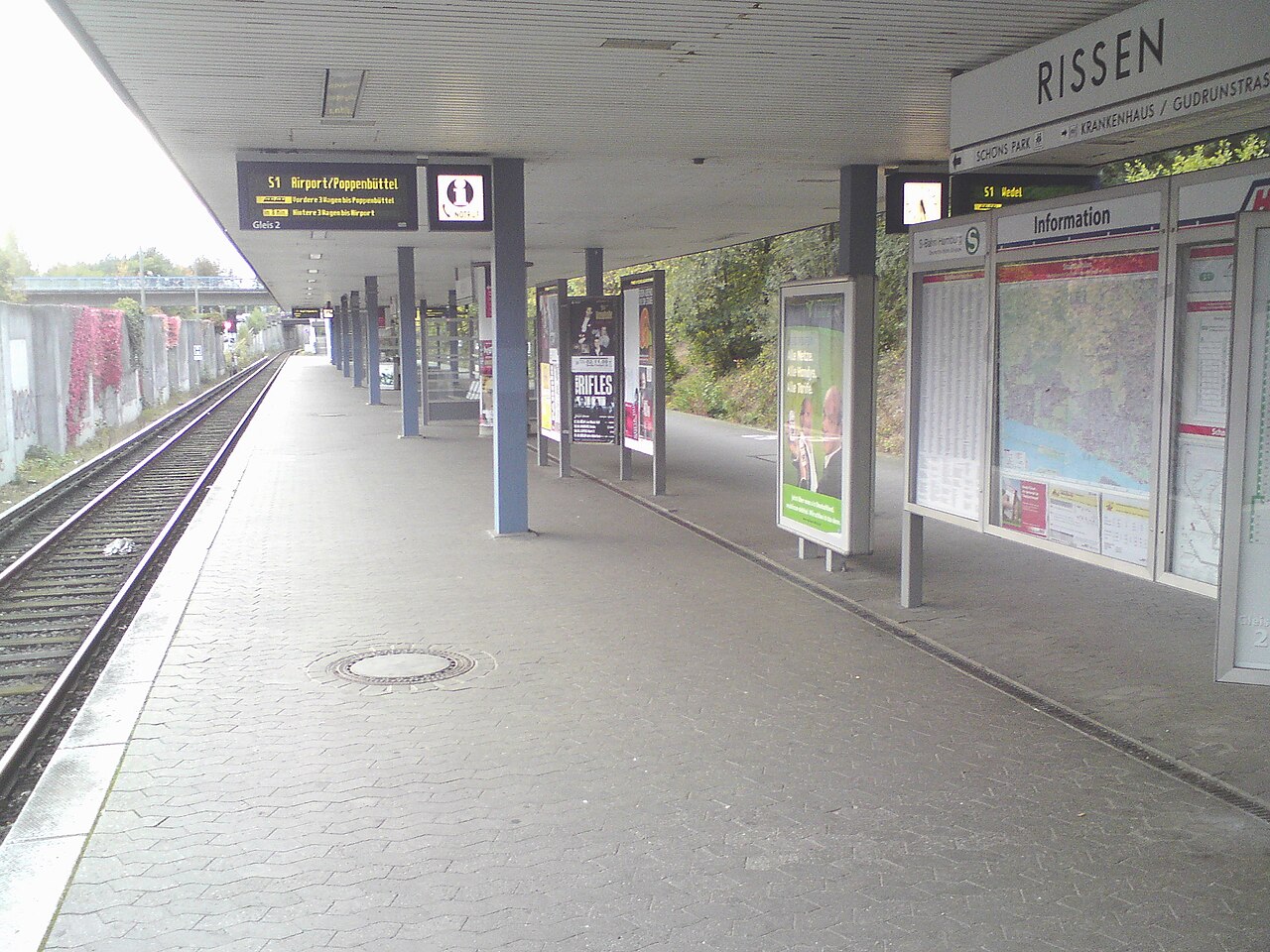 S-Bahn station in Hamburg-Rissen, Germany, platform