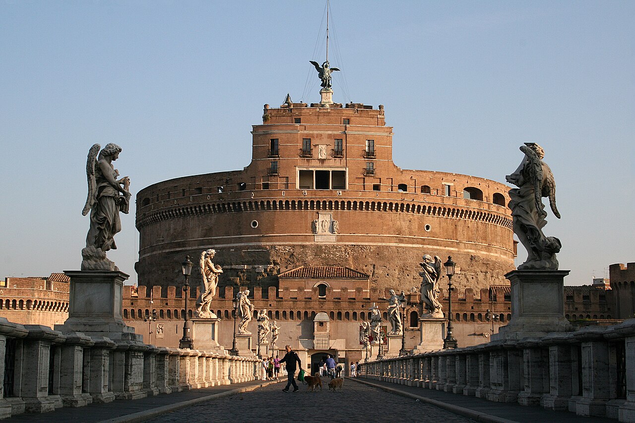 The bridge and the Castel Sant'Angelo in Rome, Italy.