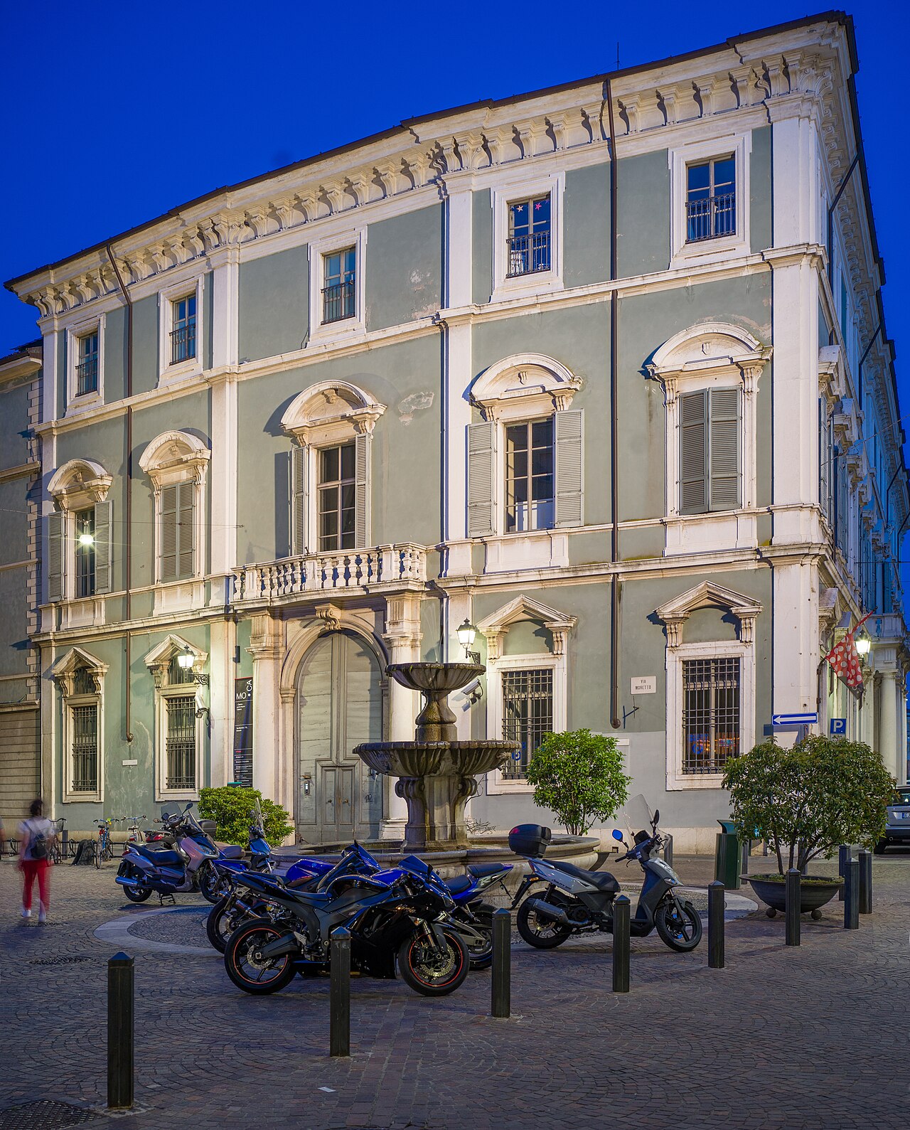 Facade of Palazzo Martinengo Colleoni di Malpaga on Via Moretto street in Brescia.