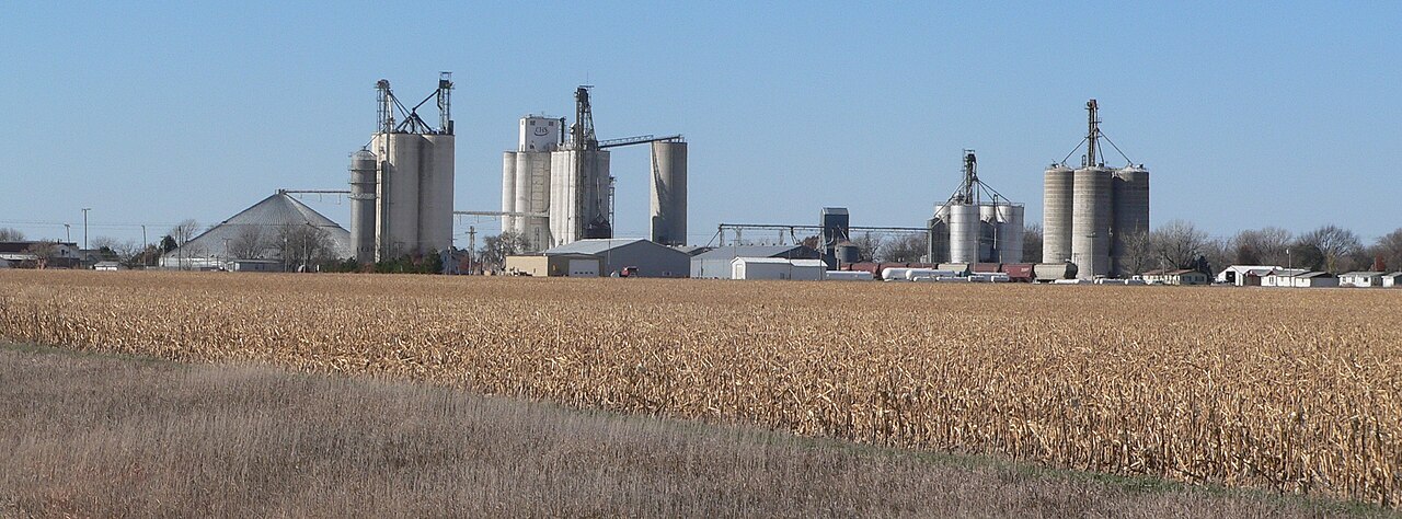 Roseland, Nebraska; seen from the southeast, from Nebraska Highway 74.