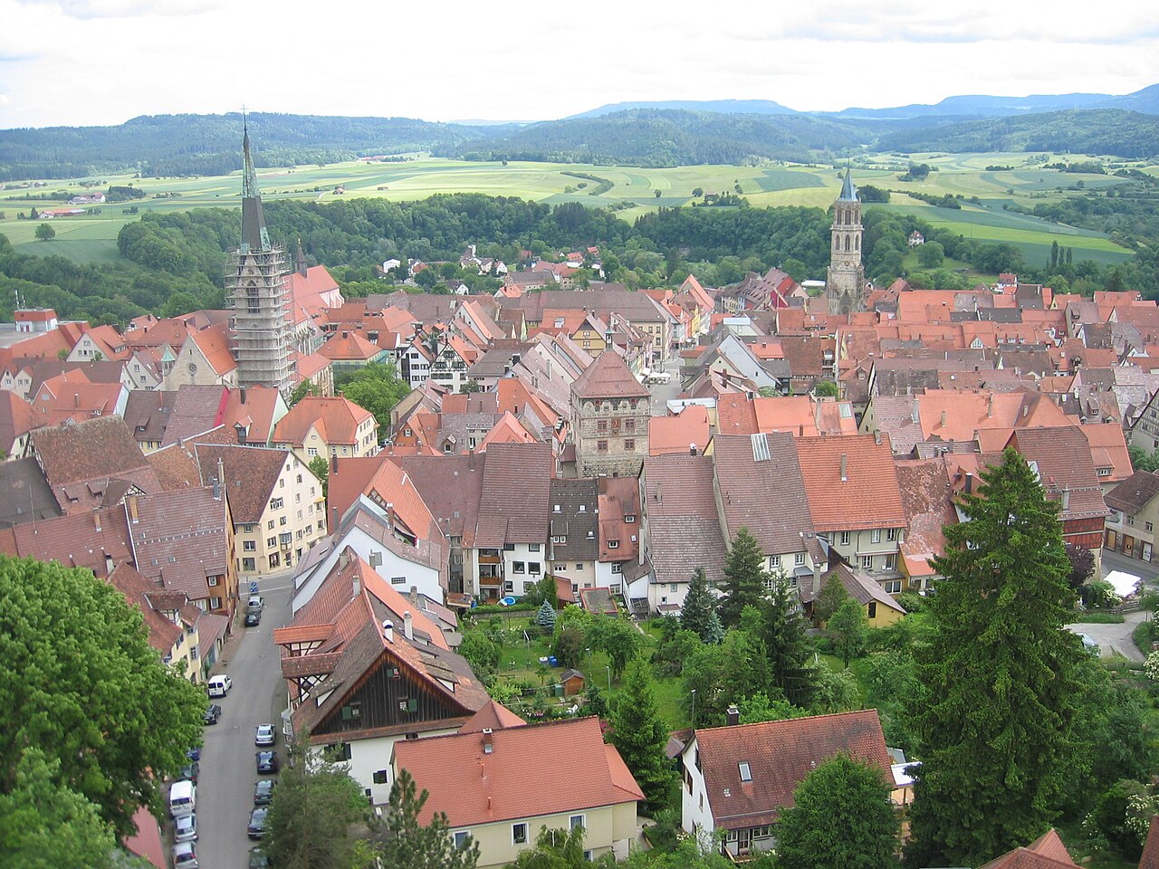 Blick auf Rottweil, Baden-Württemberg, Deutschland fotografiert vom Hochturm