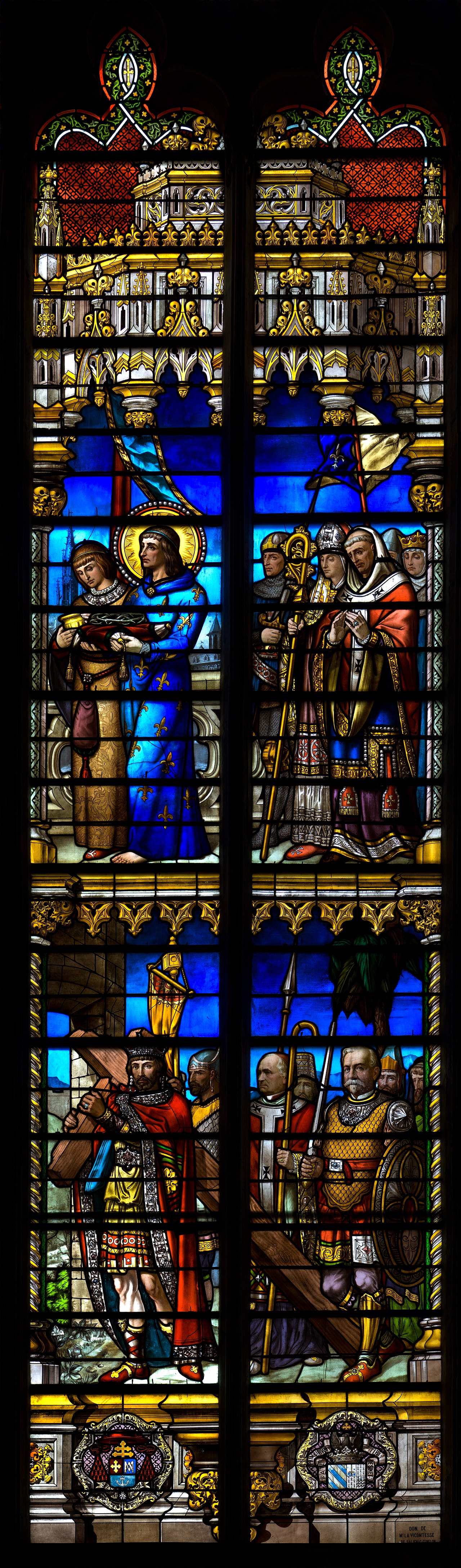 Stained glass of chapel Sainte-Croix, Saint-Étienne cathedral, Toulouse, France.