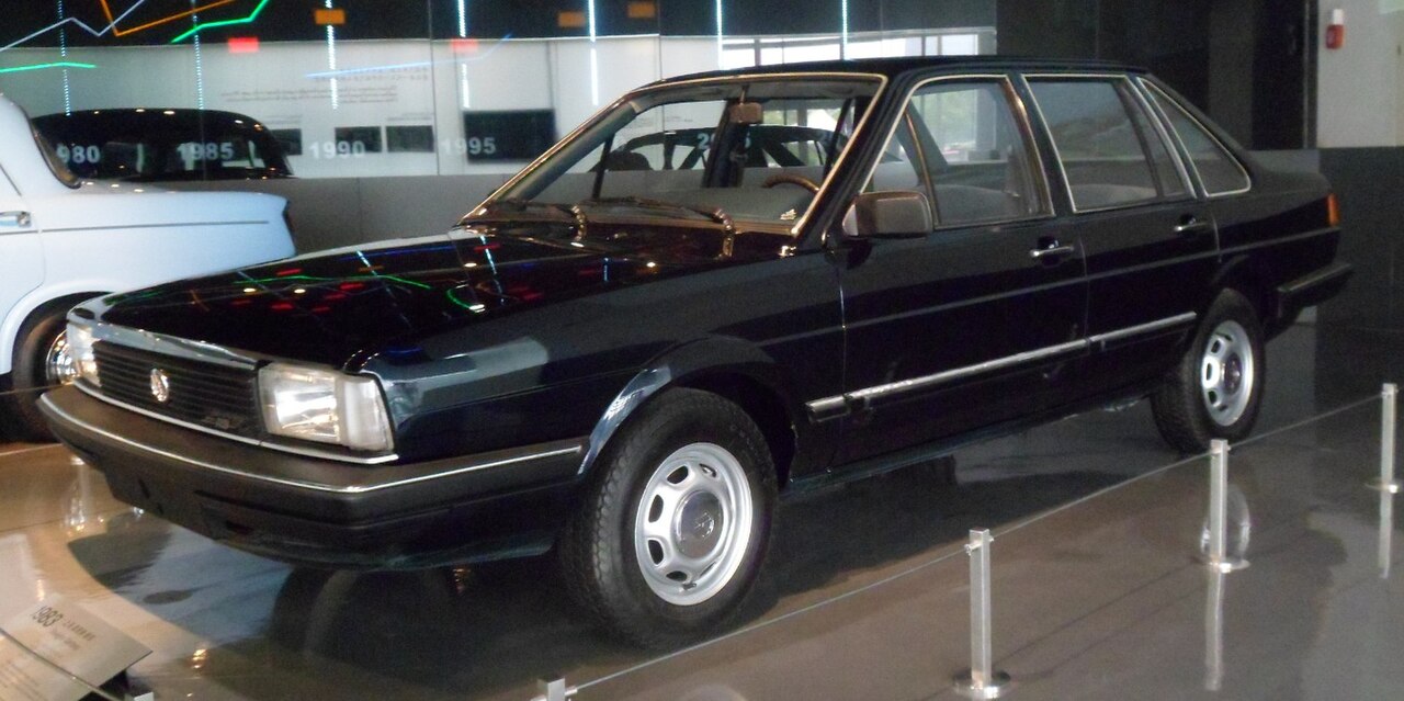 1983 Volkswagen Santana photographed at the Shanghai Automobile Museum, Anting, China.