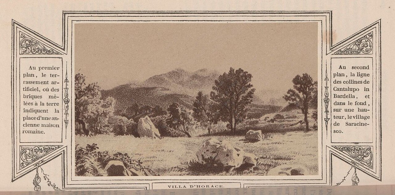 IdentificatieTitel(s): Fotoreproductie van een tekening, voorstellende het landschap nabij de villa van Horatius. Villa d'Horace (titel op object)Objecttype: foto reproductie bladzijde Objectnummer: RP-F-2001-7-100-4Opschriften / Merken: opschrift, recto, gedrukt: ‘Au premier plan (...) de Saracinesco.’VervaardigingVervaardiger: fotograaf: anoniem, naar tekening van: anoniemDatering: ca. 1850 - in of voor 1855Materiaal: fotopapier Techniek: albuminedrukAfmetingen: foto: h 48 mm × b 75 mmOnderwerpWat: landscape drawing with mountains in ItalyVerwerving en rechtenCredit line: Aankoop met steun van de Mondriaan Stichting, het Prins Bernhard Cultuurfonds, het VSBfonds, het Paul Huf Fonds/Rijksmuseum Fonds en het Egbert KunstfondsVerwerving: aankoop 2001Copyright: Publiek domein