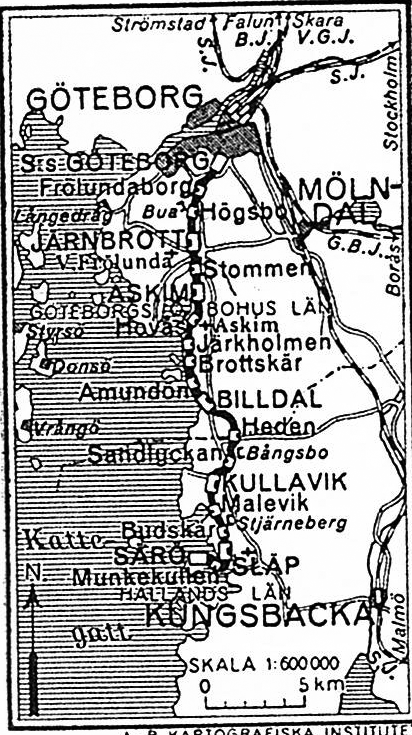 Göteborg-Särö Järnväg (GSJ). Karta