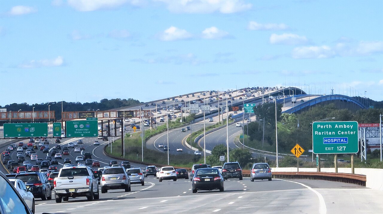 From left to right: the Driscoll Bridge, the Viesser Bridge, and the Edison Bridge. Taken from the northbound side of the Garden State Parkway in August 2020.