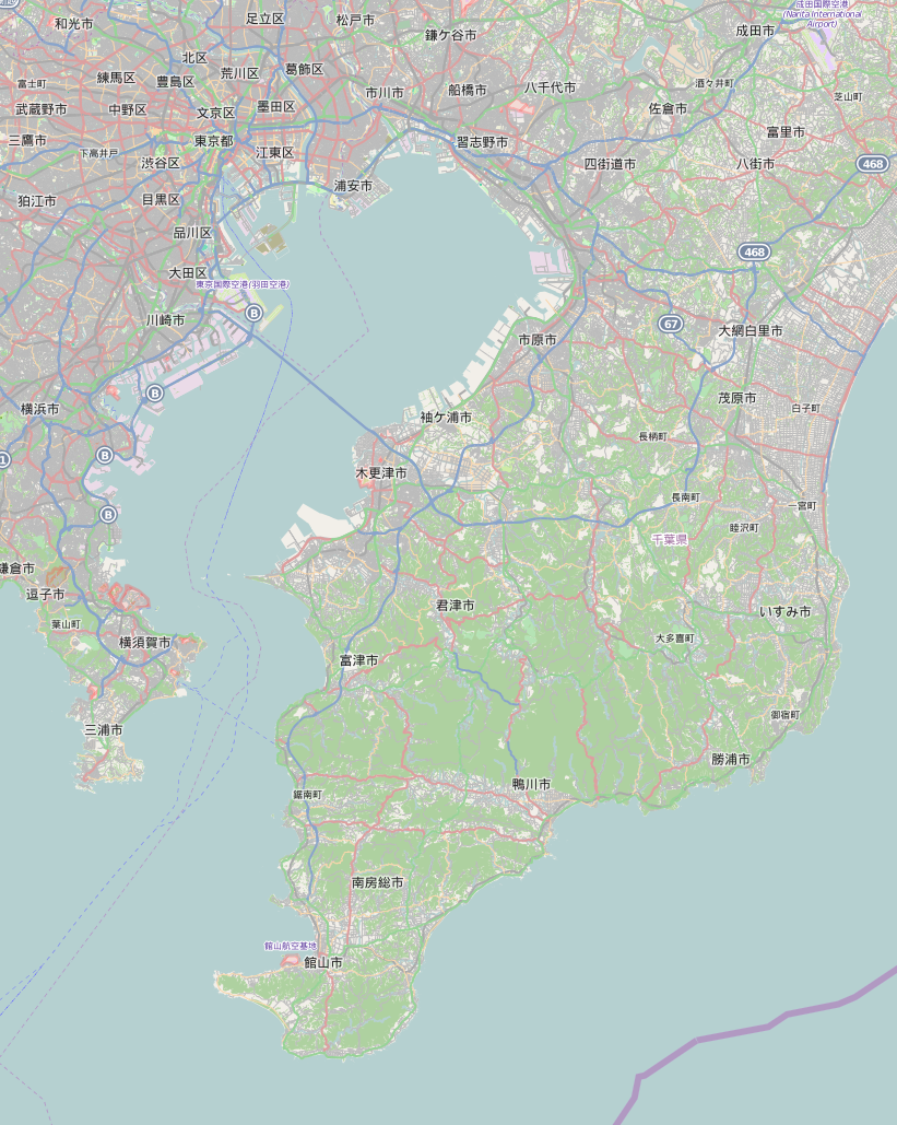 Map of Tokyo Bay and Bōsō Peninsula