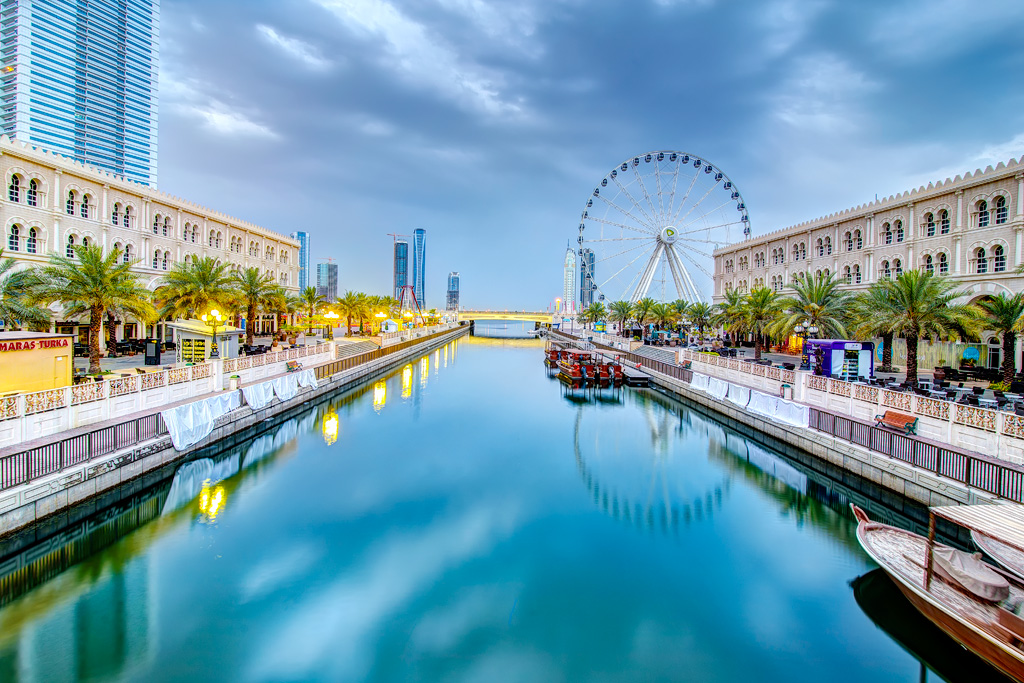 High Dynamic Range (HDR) image made out of three pictures. Taken in Al Qasba - Sharjah, United Arab Emirates