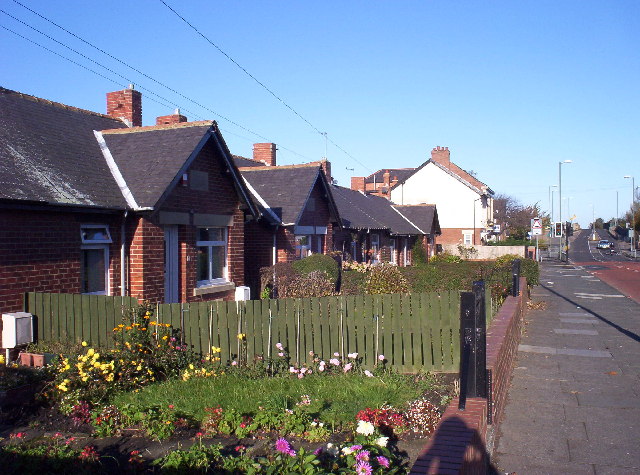 Cottages in Shiremoor. Groups of cottages like these - originally designed for retired colliery workers - can be found dotted around the area.