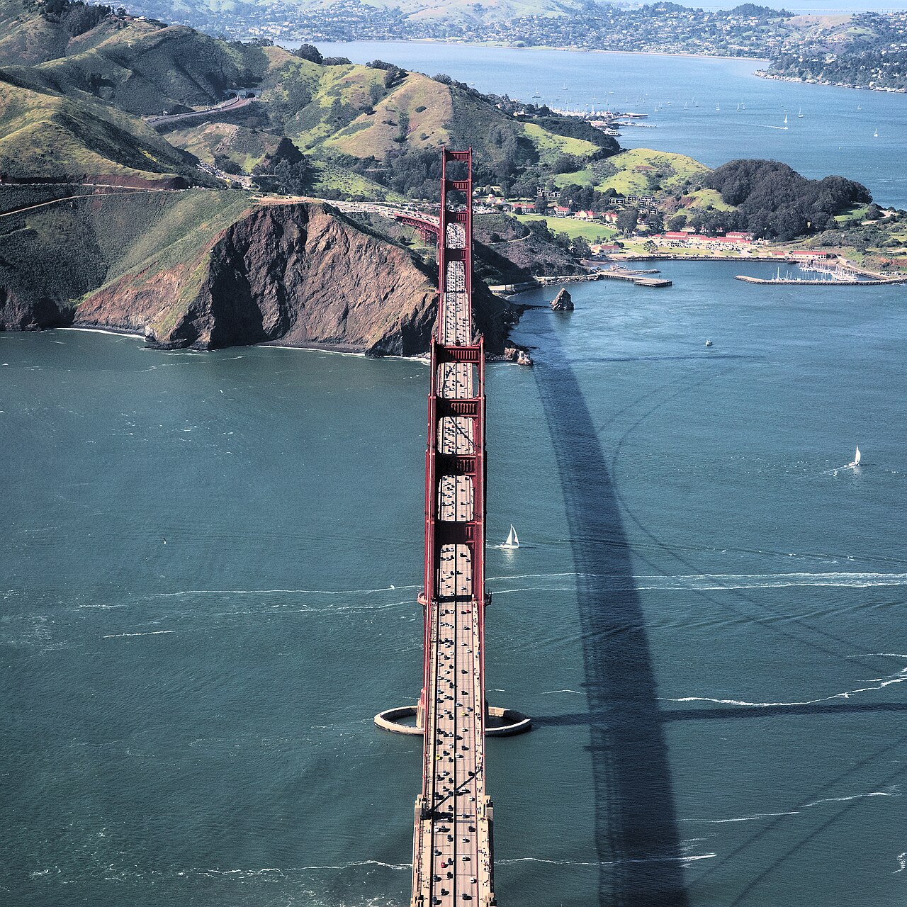 Aerial view of the Golden Gate Bridge from the southern direction. Photo taken from a Cessna 172M.