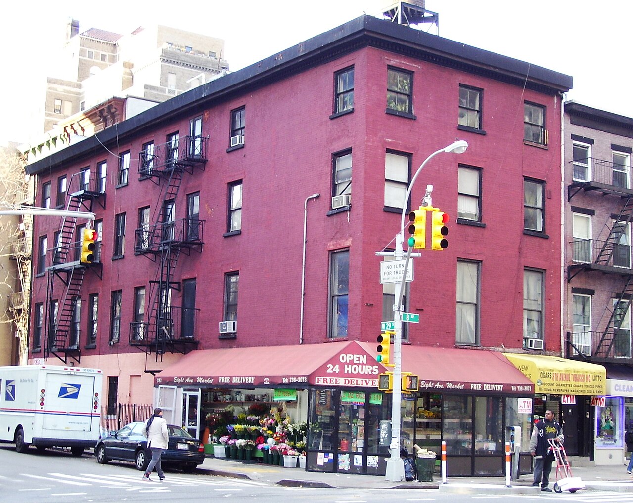 383 Eighth Avenue at the corner of West 29th Street in the Chelsea neighborhood of Manhattan, New York City, was Lamartine Hall, the headquarters of Irish Protestant "Orangemen" in the 1870s.  It was the starting place for the Orangemen's Day Parade on July 12, 1871, which turned into the second so-called "Orange Riot", in which Irish Protestants and Irish Catholics clashed with each other, and with the NYPD and New York State National Guard.