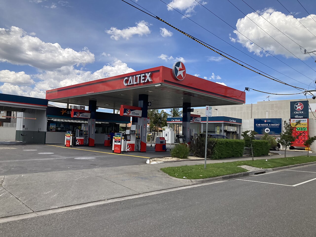 A Caltex service station in Springvale, Victoria, newly rebranded from Puma Energy