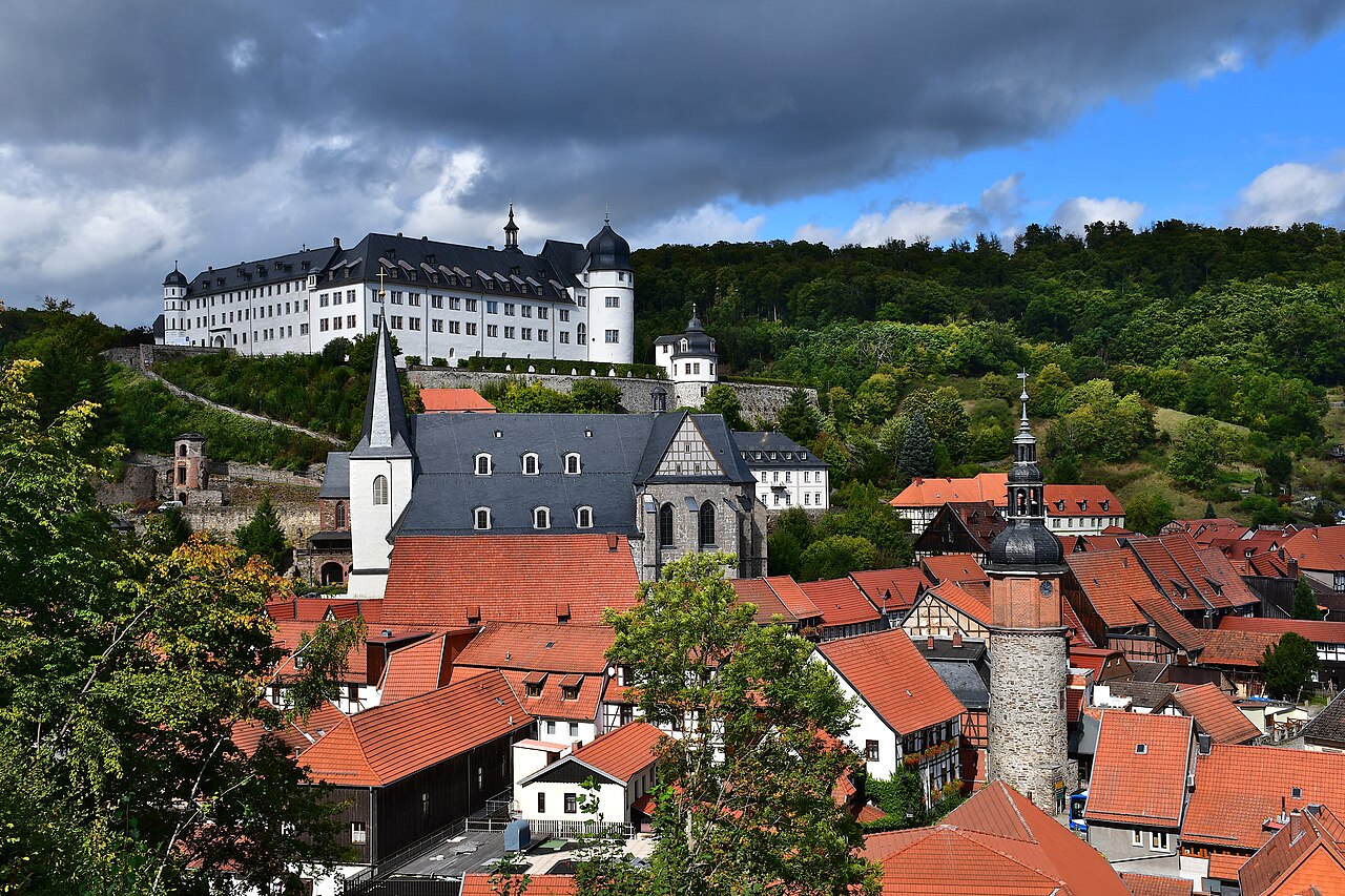 View of Stolberg with castle, St. Martini's Church and Seigerturm
