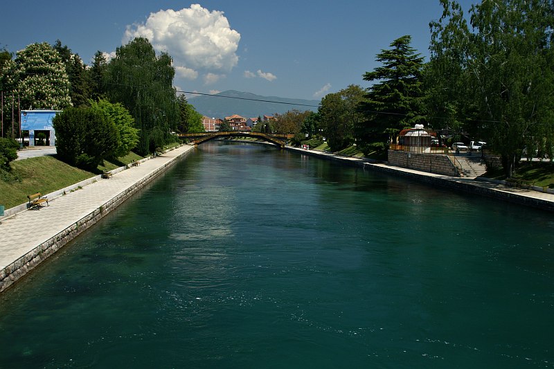 The Crni Drim ("Black Drim") River at Struga, near the point where it flows out of Lake Ohrid