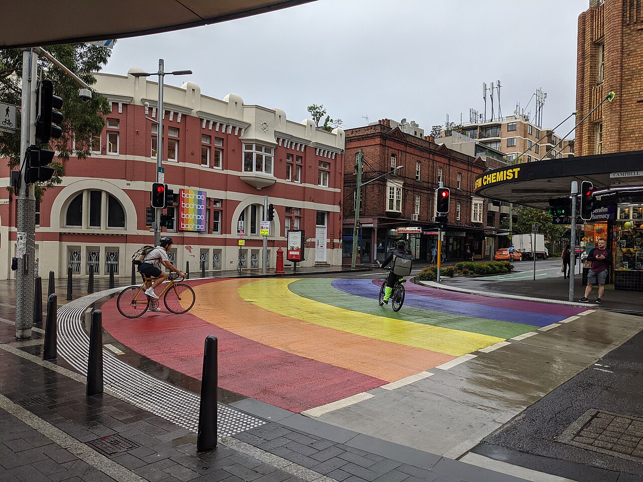 Rainbow Crossing at Taylor Square in Sydney, Australia