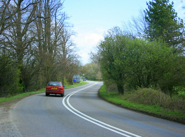 The A362 at the top of Terry Hill Looking south east toward Frome.