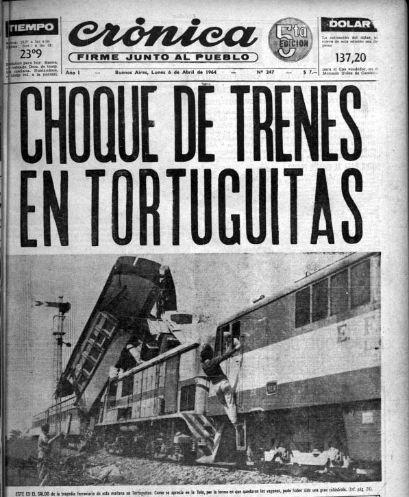 cover of Crónica newspaper covering the accident