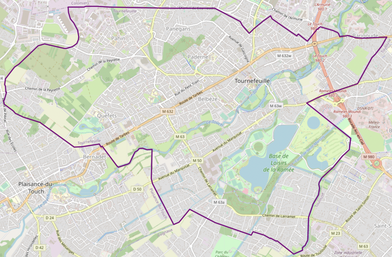 Carte OSM de Tournefeuille, Haute-Garonne