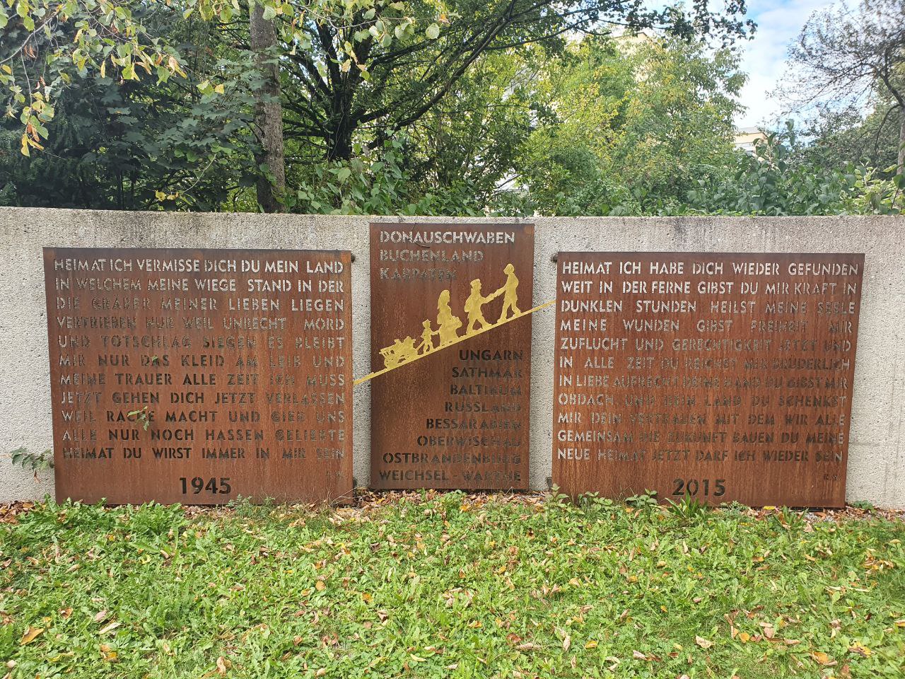 Memorial to German post-WW2 refugees at the cemetery of Traunreut, Bavaria