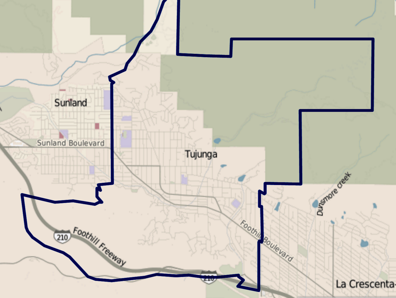 Map of Tujunga, California, as drawn by the Los Angeles Times
Other information

Notice of CC in lower right corner of map on target page.