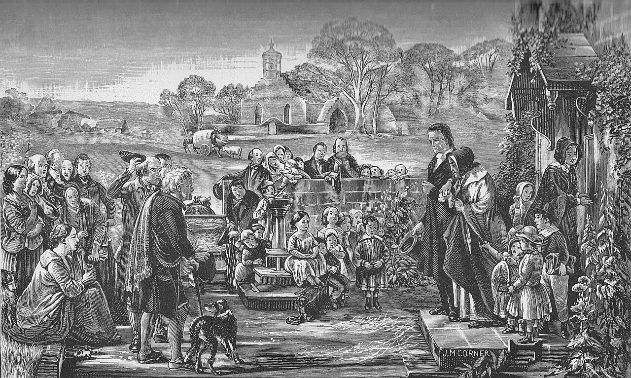 Leaving The Manse. A minister and his family leaving their Church of Scotland manse during the 1843 Disruption.